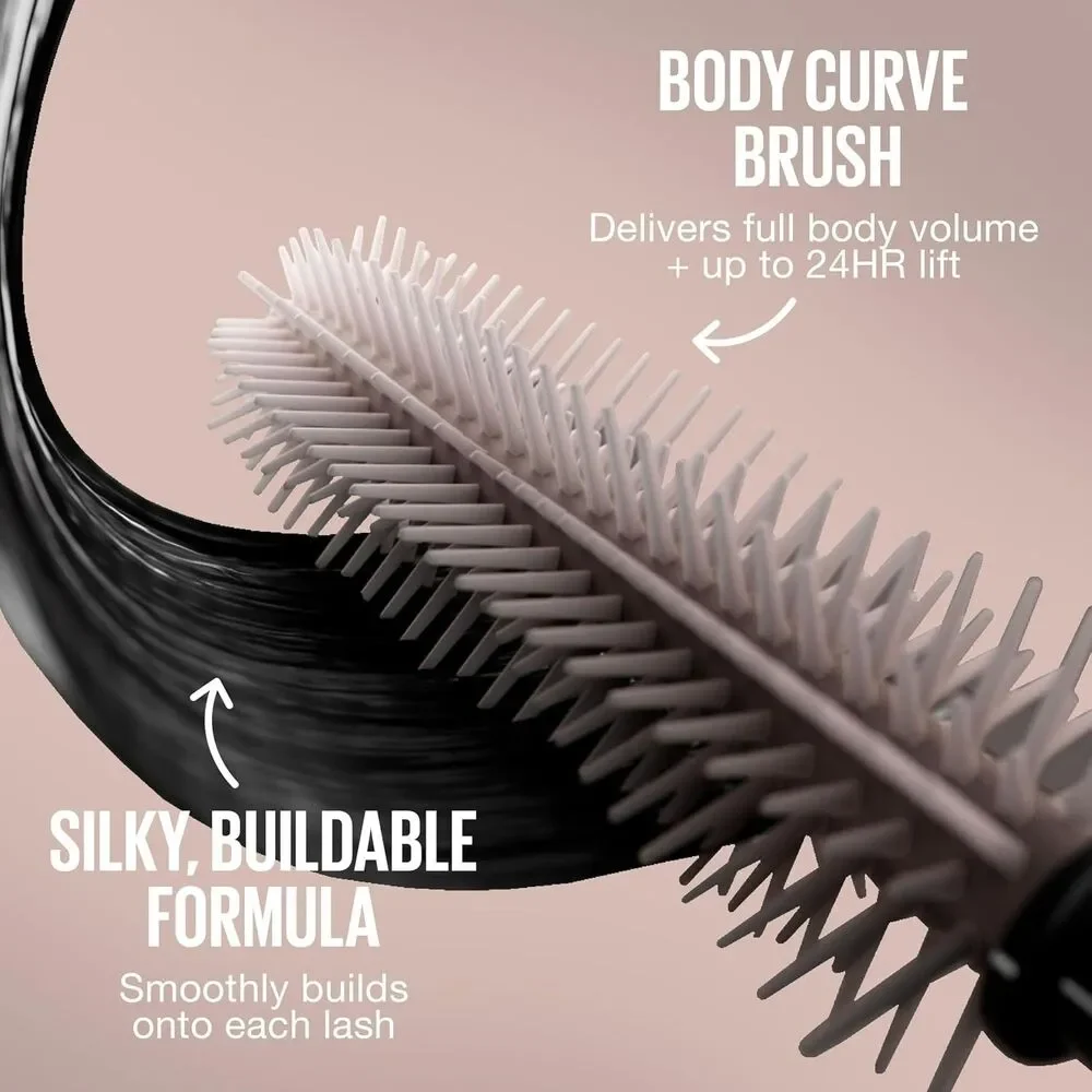 Maybelline Lash Sensational Body Washable Mascara 24HR Blackest Black 0.24 Count